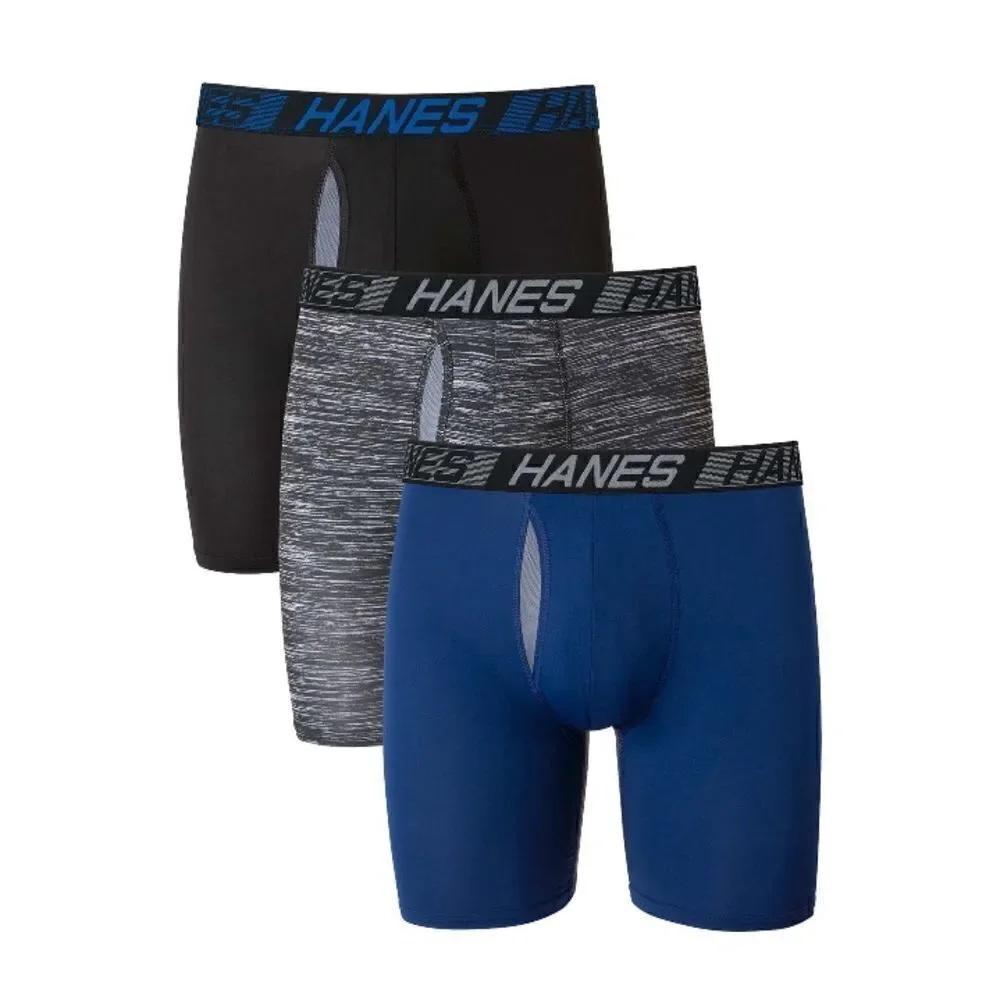 Hanes X-Temp Total Support Pouch Long Leg Boxer Briefs Underwear 2, 3-Packs S